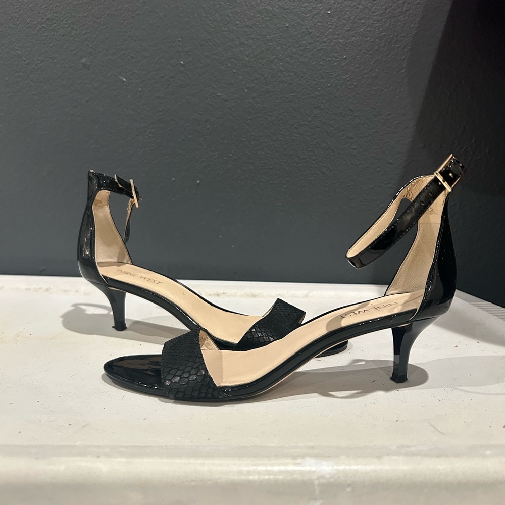 Nine West Black Ankle-Strap Heels